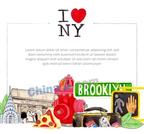 彩绘环球旅行元素插画矢量素材